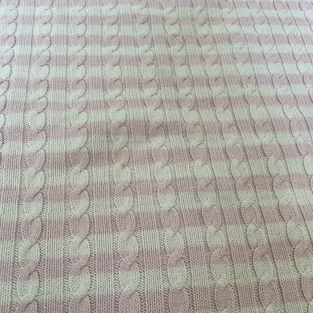 Circo Pink Cable Knit Baby Blanket Striped Sweater Sherpa Lovey White Limited